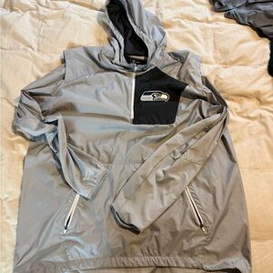 Gray and Black Hooded Windbreaker